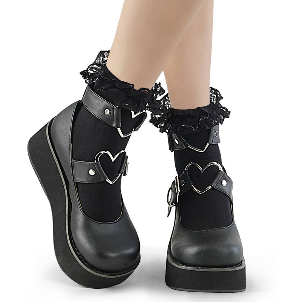 DemoniaCult - DH-10 Knöchelsocken - Ruffle - Schwarz